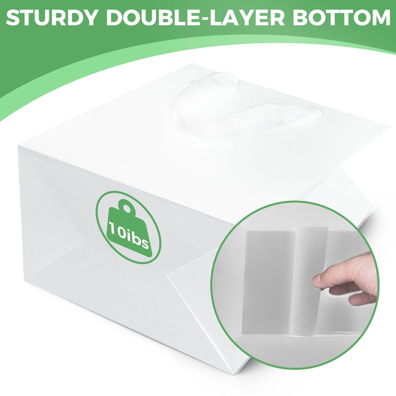 MOXARYSU White Gift Bags With Handles: 8x5x10 Inch 30pcs Medium Paper Gags Bulk For Birthday Wedding Party Shopping - Image 4